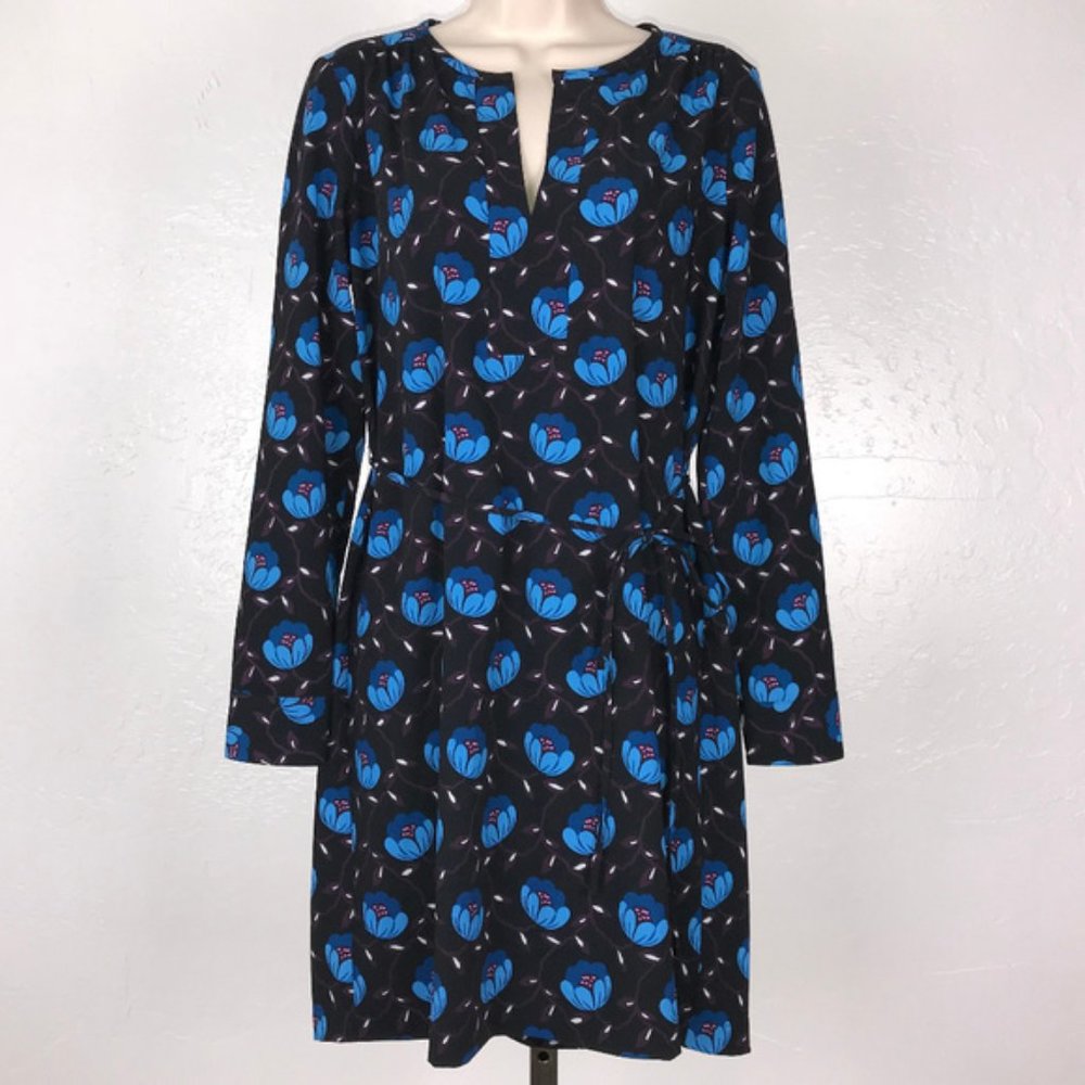 LOFT Blue Tulip Floral Dress \ long sleeve